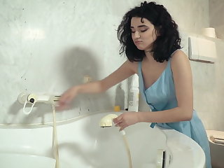 18Years Old Old grandpa fucks innocent teen in bathroom and cums in her