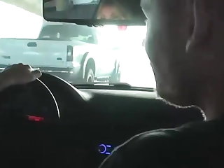 TS blowjob in car