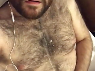 Cum over hairy chest