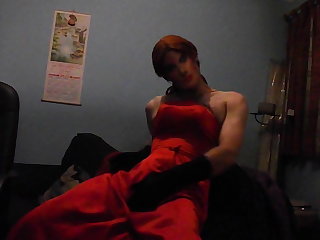 Getting horny in my sexy red prom dress part 2