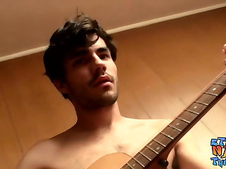 Straight musician has a guitar solo before masturbating
