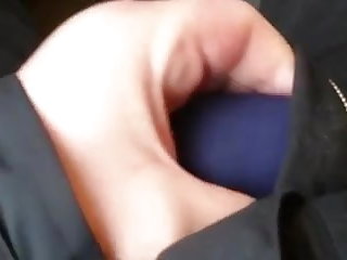 Uncut wanker on deserted train knocks one out