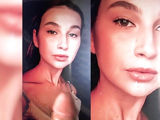 Anastasia in night dress beautiful lips cum tribute