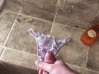 Cumming on Old School Second Skin Satin Thongs