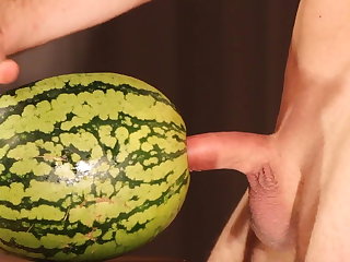 water melon cum - fucking a melon and cumming