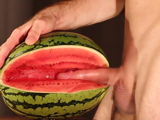 water melon cum - fucking a melon and cumming