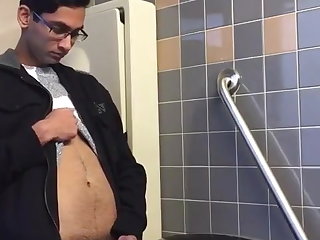 Asian Nerd messing up public restroom