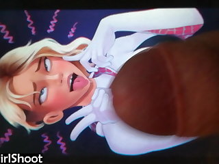 Gwen Stacy Cum Tribute #2 -Ahegao- (Spider-Gwen by Shadbase)