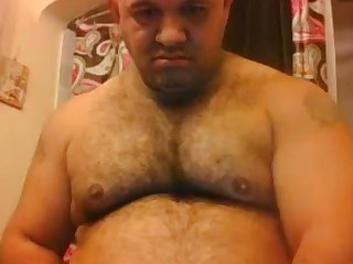 Hot bear in bathroom