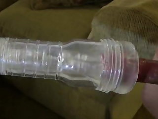 Fleshlight spins the creamy cum from my throbbing cock