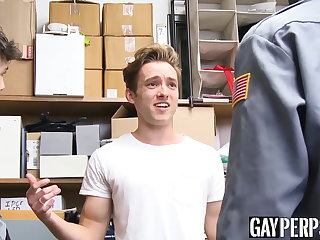 Hot jock busted stealing and fucked by security officers