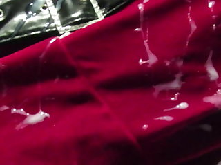 Naughty Velvet Christmas Santa Lingerie gets Cum Blasted