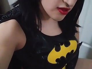 Bat gurl strokes her boner