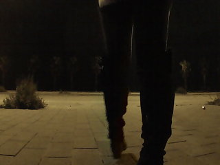 Crossdresser flashing in barcelona