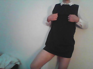 The crossdresser secretary downstairs is having fun again