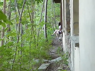 Outdoor Pretty girl gets mouth pissed into and then an oral creampie