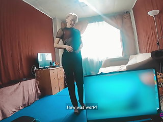 Ryska MILF got a big cock in her ass from stepson. POV