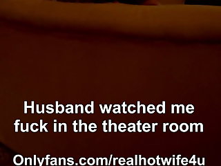 Husband cums while watching wife fuck bull in the theater