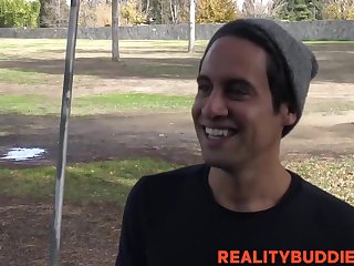 Hung Randy jerks off while riding the fat cock of Travis