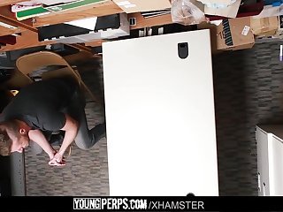 Shoplifting stud takes cock up his ass and down his throat